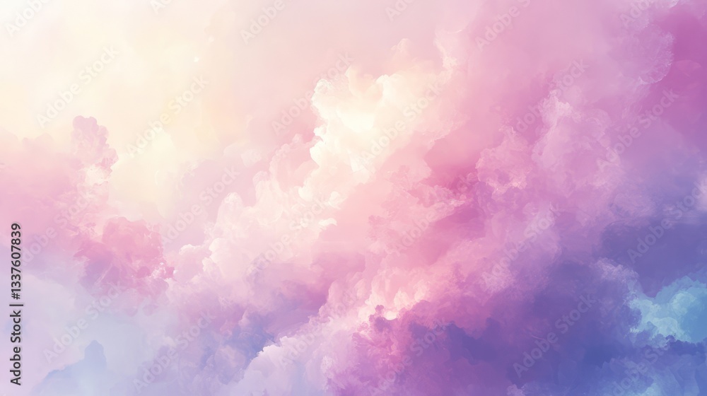 Poster ethereal abstract painting background with dreamy soft color blends and fluid brushstrokes creating 
