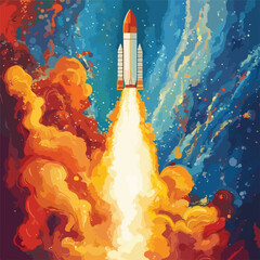 Fototapeta premium Space Rocket Launching to Sky - Professional Startup Image