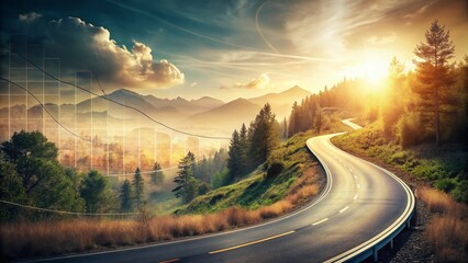 Double Exposure Road Timeline Infographic: 12 Months Progress Journey