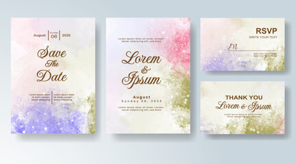 Fototapeta premium Watercolor wedding invitation card