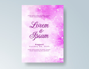 Watercolor wedding invitation card, design template for invitation