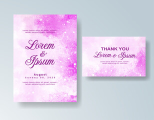 Watercolor wedding invitation card, design template for invitation