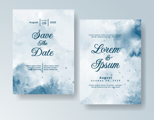 Watercolor wedding invitation card, design template for invitation