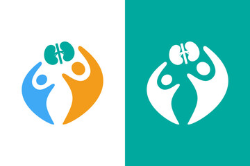 Human kidneys logo combination. Unique internal organ logotype design template.