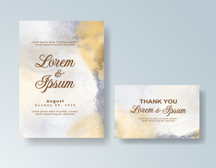 Watercolor wedding invitation card, design template for invitation