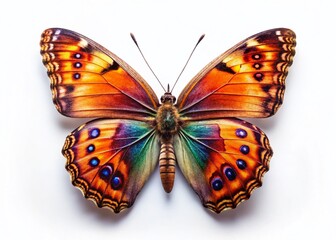 Elegant Butterfly Fashion Photography: Isolated White Background