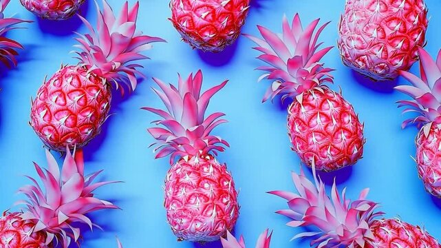 Bright pink pineapples summer tropical pattern