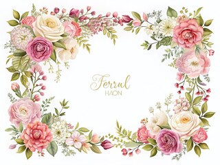 Elegant Floral Frame for Text, Botanical Design Element, PNG Alpha Background