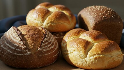 Assorted Artisanal Breads Display