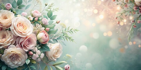 Elegant Floral Wedding Invitation Background: Delicate Blooms & Copy Space