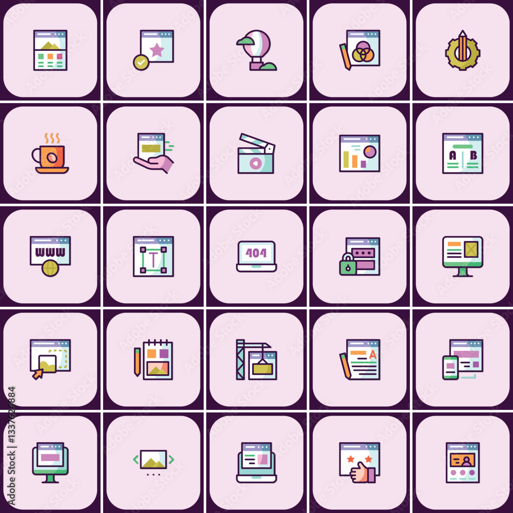 Poster Trendy interface design icons pack displaying modern app development elements