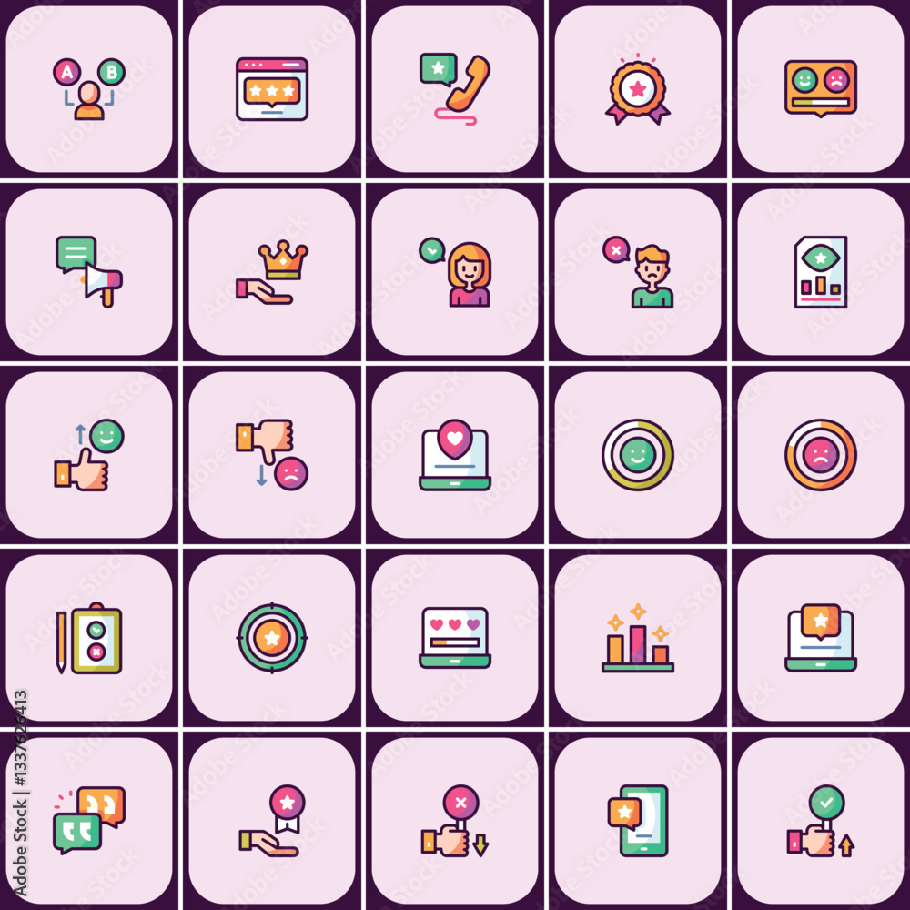 Poster diverse collection of feedback and interaction interface icon set design