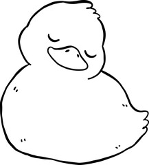 Cute Cartoon Duck Outline  Black and White Sleeping Hand Drawn Doodle