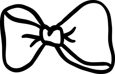 Cute Bow Tie Outline  Black and White Hand Drawn