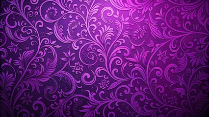 Elegant Purple Swirling Floral Silhouette Line Art Background