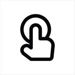 An icon depicting a finger tapping a touchscreen, representing interaction or selection.