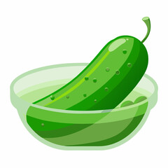  Fresh green cucumber vector art illustration 
