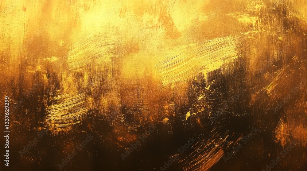 Poster luxurious abstract gold background with soft blur bokeh lights and glittering glow creating a golden