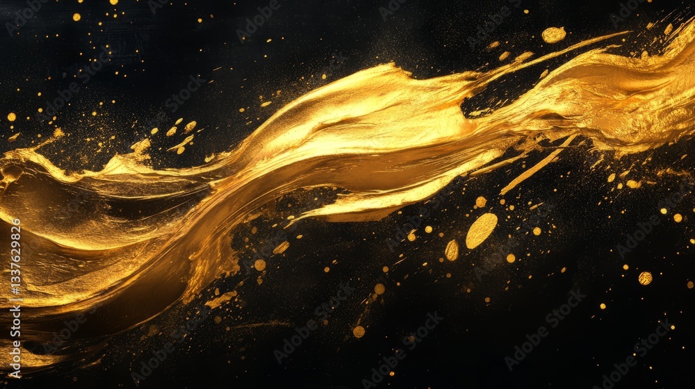Poster luxurious abstract gold background with soft blur bokeh lights and glittering glow creating a golden