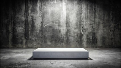 Empty Flat Rock Podium, Black & White Urban Still Life Photography - Product Display Background