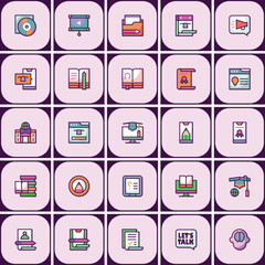 Modern online education icons, learning, e-learning, study, digital resources and skill