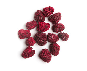 dried blackberries on white background
