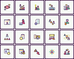 Modern collaborative business concept icon set perfect for project management needs