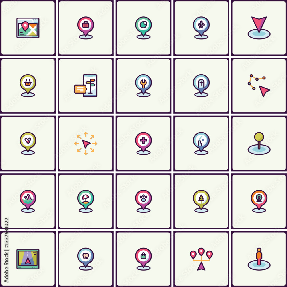 Aufkleber diverse location pin vector icons collection for modern mapping applications