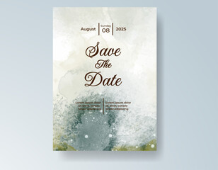 Wedding invitation with abstract splash watercolor
