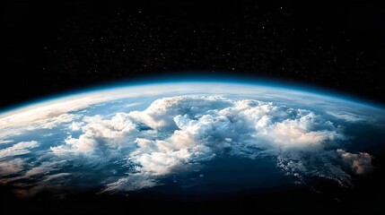 Obraz premium View of Earth from space showcasing clouds and vibrant blue atmosphere during daylight hours