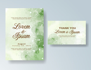Wedding invitation with abstract splash watercolor