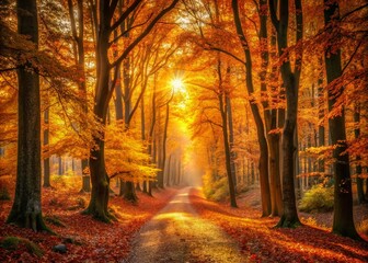 Fototapeta premium Enchanting Autumn Forest at Dusk - Low Light Landscape Photography