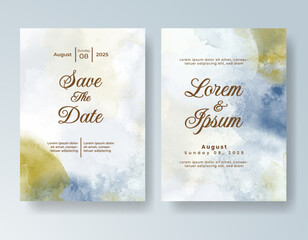 Wedding invitation with abstract splash watercolor