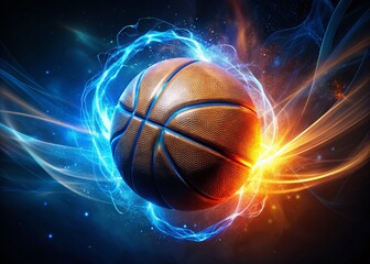 Energy Burst Basketball: Dynamic Sports Photo