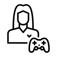 Female Gamer outline icon. gaming line illustration.