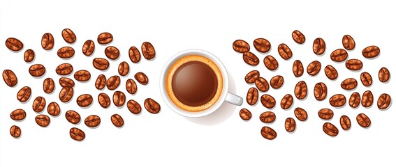 Obraz premium Espresso cup with coffee beans.