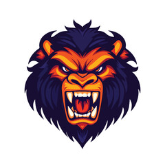 Wild Angry Gorilla Head Face Design Illustration