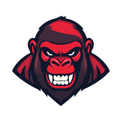Fototapeta premium Wild Angry Gorilla Head Face Vector Illustration