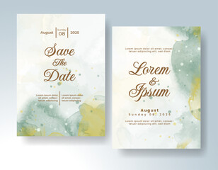 Watercolor wedding invitation card, design template for invitation