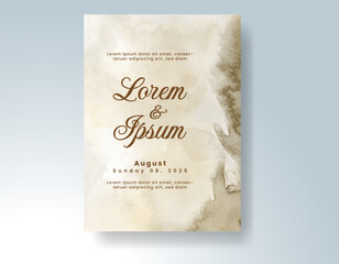 Watercolor wedding invitation card, design template for invitation
