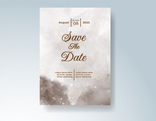 Watercolor wedding invitation card, design template for invitation