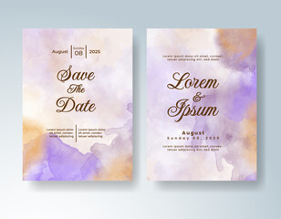 Watercolor wedding invitation card, design template for invitation