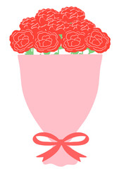 赤のカーネーションの花束（線なし）