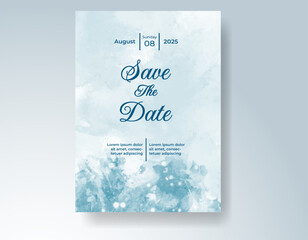 Watercolor wedding invitation card, design template for invitation
