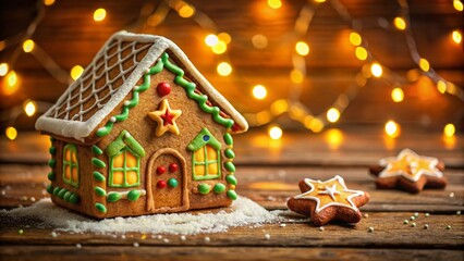 Festive Gingerbread House Cookies with Sparkling Stars - Christmas Baking
