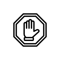 Stop icon vector illustration. stop road sign. hand stop sign and symbol. Do not enter stop red sign with hand
