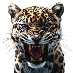 Obraz premium Wild Roaring Jaguar Leopard Full Body Vector Illustration