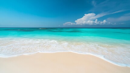 White sand beach and turquoise water. Travel background