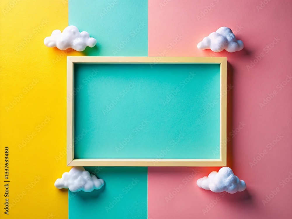 Poster flat lay cloudy paper cutout border design element on clear background
