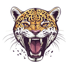 Wild Roaring Jaguar Leopard Vector Illustration